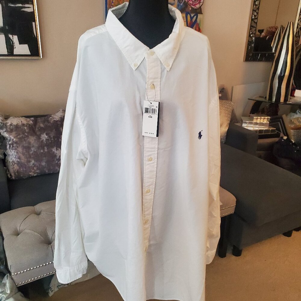 POLO RALPH LAUREN  MEN'S WHITE OXFORD  BUTTON DOWN SHIRT 5XB  NWT